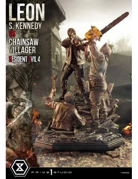 Resident Evil 4 Ultimate Premium Masterline Series Statue 1/4 Leon S. Kennedy vs. Chainsaw Villager 76 cm