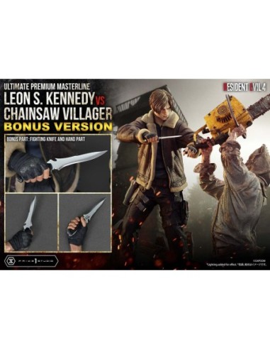 Resident Evil 4 Ultimate Premium Masterline Series Statue 1/4 Leon S. Kennedy vs. Chainsaw Villager Bonus Ver. 76 cm