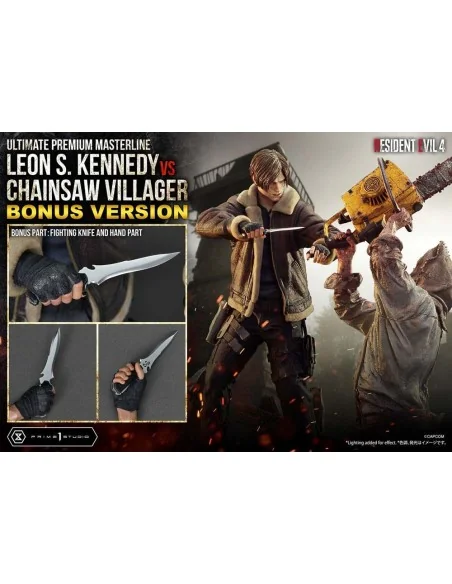 Resident Evil 4 Ultimate Premium Masterline Series Statue 1/4 Leon S. Kennedy vs. Chainsaw Villager Bonus Ver. 76 cm