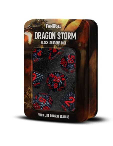 Dragon Storm Sharp Edge Silicone Dice Set Black Dragon Scales (7)