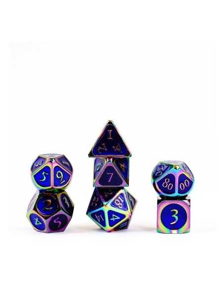 FanRoll Dice Set Rainbow with Blue Enamel (7)