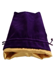 FanRoll Dice Bag Velvet Purple with Gold Satin Small