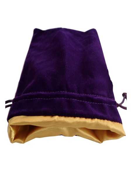 FanRoll Dice Bag Velvet Purple with Gold Satin Small