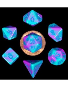 FanRoll Mini Dice Set Turquoise and Purple Marble (7)