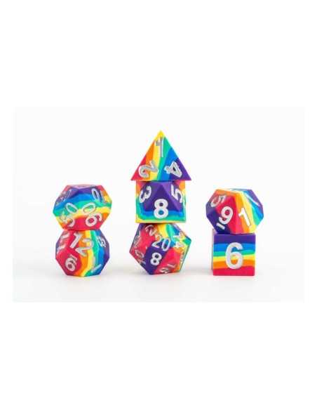 FanRoll Sharp Edge Silicone Dice Set Rainbow (7)