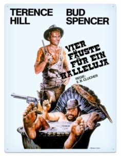 Bud Spencer & Terence Hill Tin Sign Vier Fäuste für ein Halleluja 30 x 40 cm
