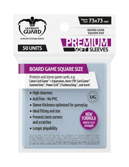 Ultimate Guard Premium Soft Sleeves for Board Game Cards Square (50) - 1 - 
