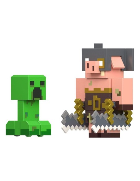 Minecraft Legends Action Figure 2-Pack Creeper vs Piglin Bruiser 8 cm