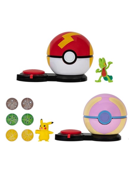 Pokémon Surprise Attack Game Pikachu (female) with Fast Ball vs. Treecko with Heal Ball  Jazwares