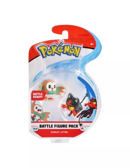 Pokémon Battle Figure Set Figure 2-Pack Rowlet, Litten  Jazwares