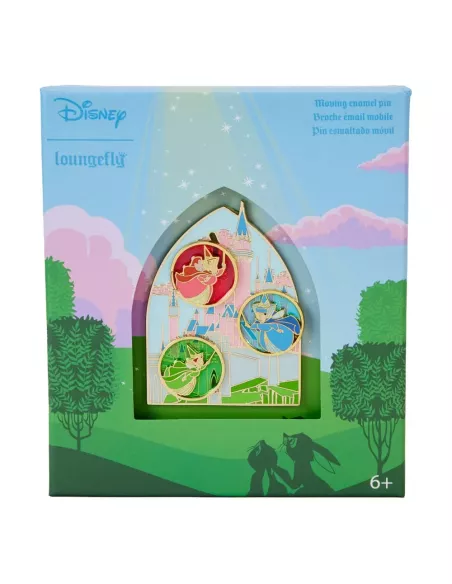 Disney by Loungefly Sliding Enamel Pin Sleeping Beauty Aurora Castle & Fairies Limited Edition 8 cm  Loungefly