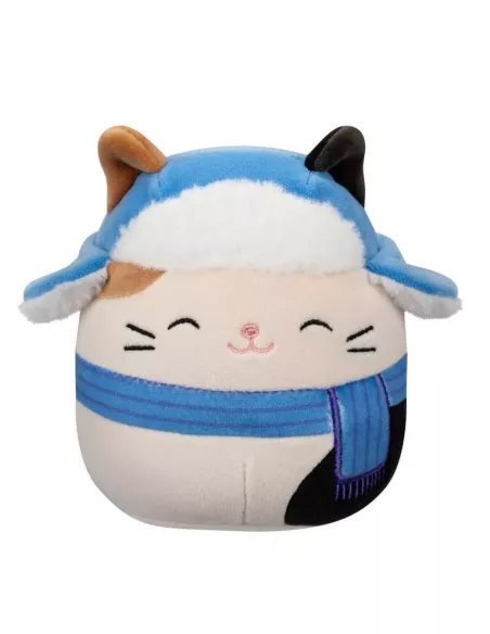 Squishmallows Plush Figure Cam the Brown and Black Calico Cat in Blue Scarf, Hat 12 cm