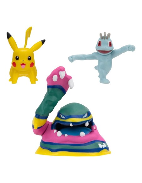 Pokémon Battle Figure Set 3-Pack Machop, Pikachu 1, Alolan Muk 5 cm