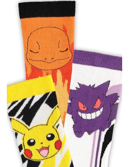 Pokémon Socks 3-Pack Pikachu, Charmander, Gengar 39-42